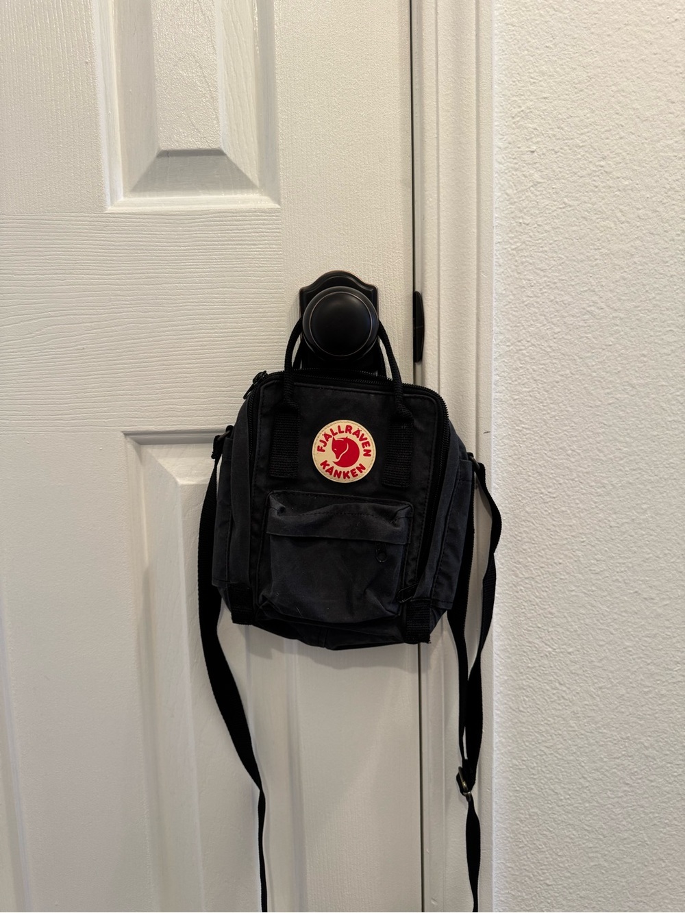 Fjallraven Kanken Mini Backpack - Black with Red Logo